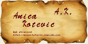 Anica Kotević vizit kartica